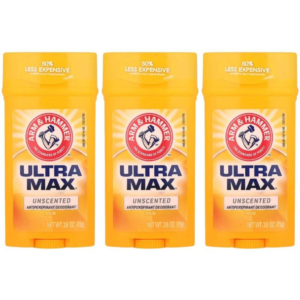 3-PACK Arm & Hammer Ultramax Deodorant Unscented 2.6 oz